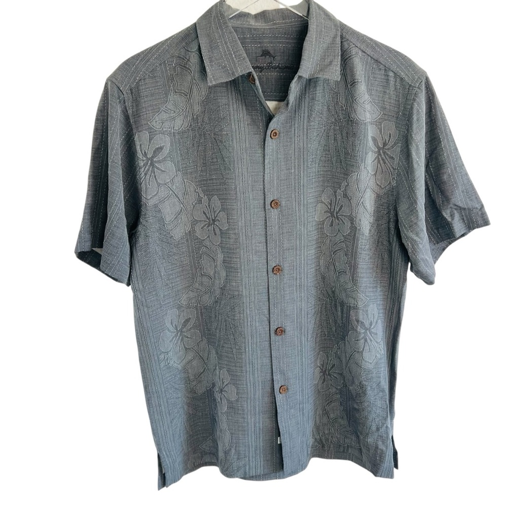 Tommy Bahama Gray Floral Button Down Shirt
